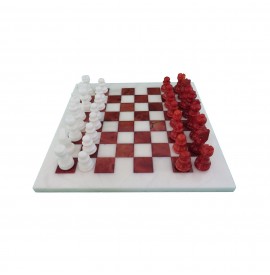 Scacchiera in alabastro bianco rosso